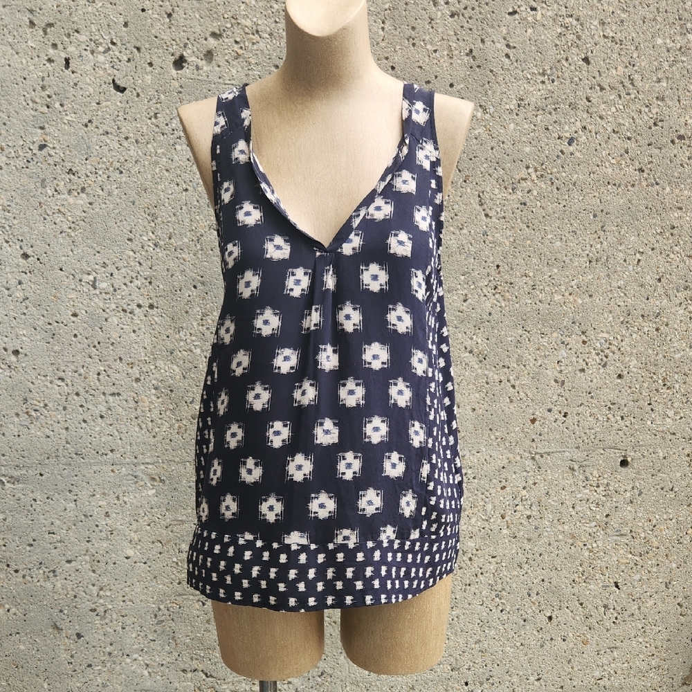 Joie Navy Silk Sleeveless Blouse